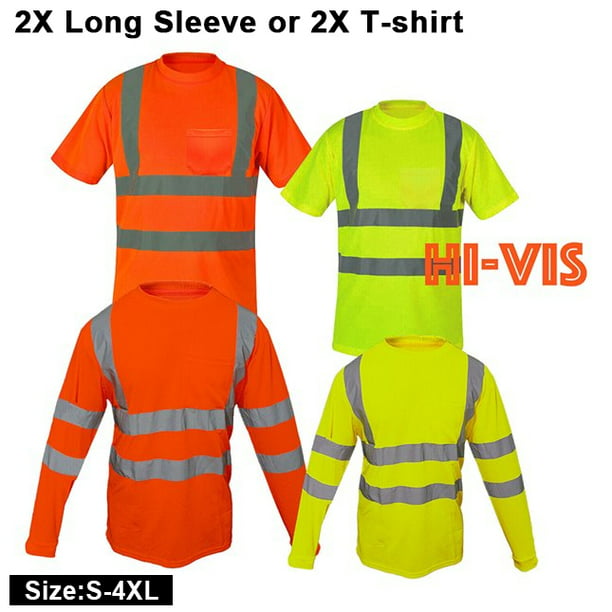 Goyoma Safety Work Hi Vis Vest T Shirt Long Sleeve ANSI High Visibility Reflective Tape 